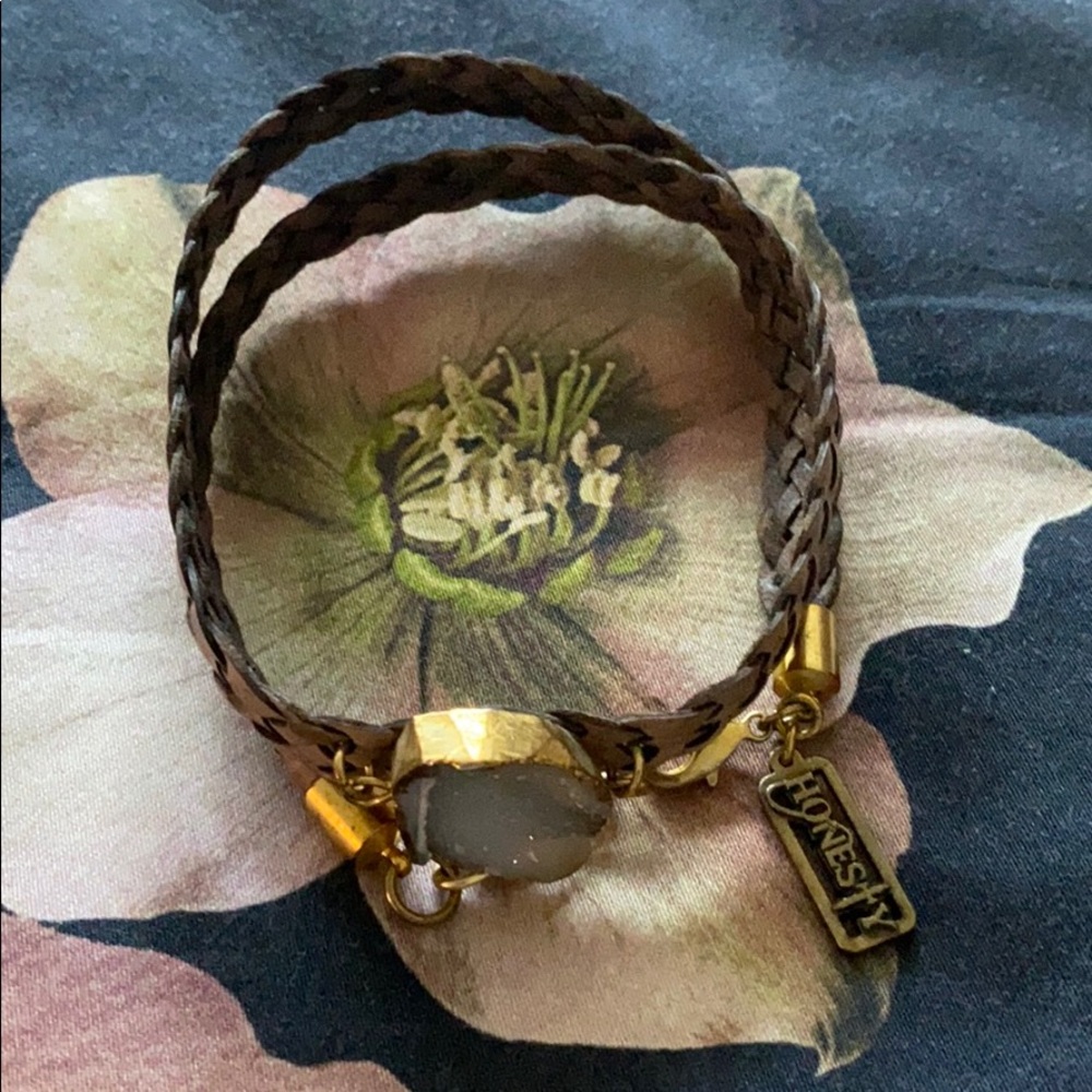 Honesty Brown Leather Wrap Crystal Bracelet